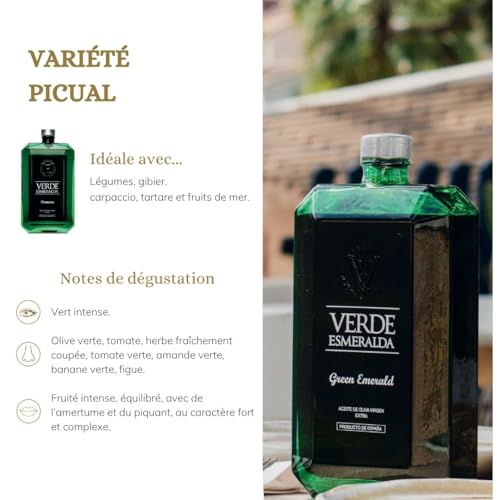 Verde Esmeralda - Huile d'Olive Vierge Extra Picual 500ml | Huile d'Olive Espagnole Premium Pressée à Froid | Profil Fruité aux Herbes et Artichaut – vue 3