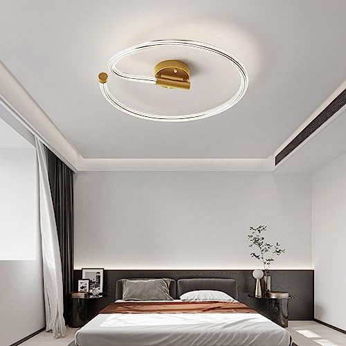 Luz de techo LED HAZARA de 30cm dorada con pantalla acrílica para salón