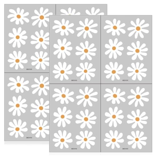 FENQURO 48 adesivi da parete, adesivi da parete autoadesivi per camere da letto Adesivi da parete per camerette con margherite bianche Adesivi da parete con fiori per camerette di ragazze e ragazzi