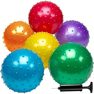 Bedwina 6er-Pack Igelball – Großpackung mit 6 x 17,8 cm Massageball und Antistressball Kinder, mit Pumpe, lustige Partygeschenke, Kinder, Kleinkinder