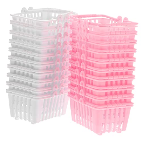 HEMOTON 20 Peças Mini Cesta De Compras Pequenos Recipientes De Armazenamento Ornamento De Mesa Cesta