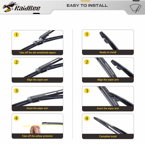 Image of Raidbee Windshield Wiper Blades Replacement for Ford Escape 2008 2009 2010 2011 2012 All-Season OEM Quality 3 Pack 24 inch+20 inch+11 inch