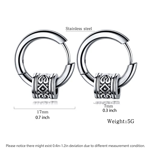 Brincos De Argola De Prata De Aço Inoxidável Vintage, Brincos Masculinos De Argolas Huggie, Joias