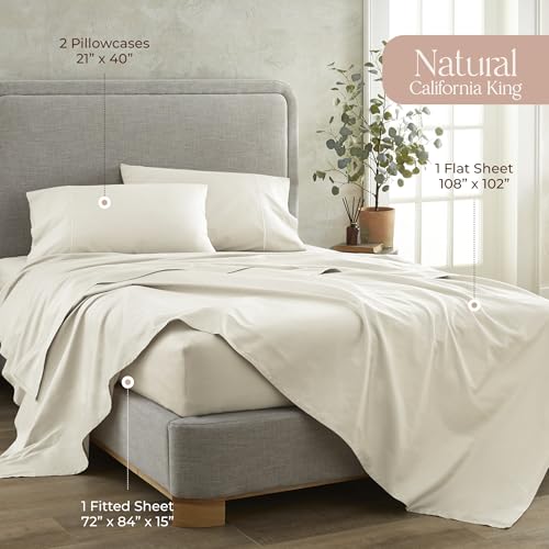 Image of Whisper Organics 100% Organic Cotton Bed Sheets with Deep Pocket 4 Pc. Set