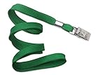 100 Green Flat Non-Breakaway Lanyards With Steel Bulldog Clip
