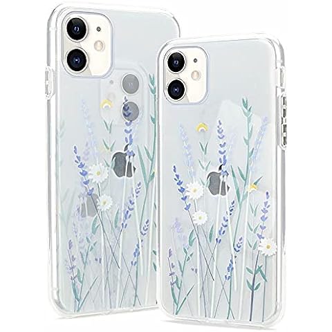 Clear Phone Case for iPhone 11 Soft Silicone Shockproof Transparent TPU Protective Daisy Floral Lavenders Patterns Design Case Girls&Women Cute Cover for iPhone 11 Cover