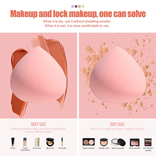 Makeup Sponge Set Bs-Mall Peach Blender Sponges 4 Pcs For Liquid, Cream, And Powder, Multi-Colored With Travel Case #TOP2