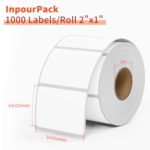 2x1inch Direct Thermal Label Paper for Barcodes, Shipping, 1000 Labels Per Roll White, Compatible with Rollo Label Printer & Zebra Desktop Printers image 2