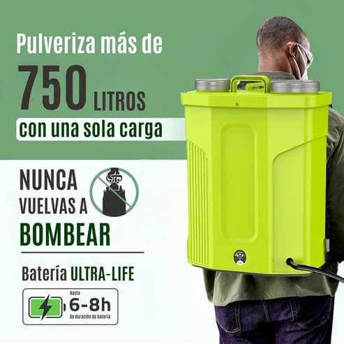 Pulverizador a Batería 10L | 3 Boquillas Intercambiables | Lanza Extensible | Batería de Larga Duración | Mochila Pulverizadora Eléctrica para Herbicidas, Fertilizantes y Jardinería