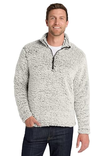 Port Authority Cozy 1/4-Zip Fleece Grey Heather at Amazon Men's