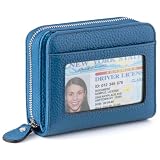 XINNSTAR Small Wallet for Women, Genuine Leather RFID Blocking Credit Card Holder Slim Compact Coin Purse Women's Wallets with ID Window 8 Card Slots