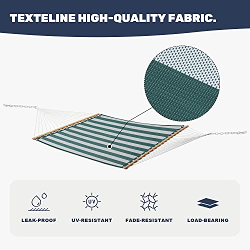 Patio Watcher 14 FT Quick Dry Hammock with Double Size Solid Wood Spreader Bar Outdoor Patio Yard Poolside Beach Hammock with Chains, Waterproof and UV Resistance, 2 Person 450 Pound Capacity