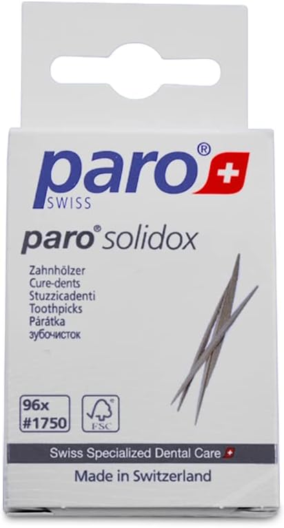 Paro 71750 Solid Stuzz DPP P | Double Pointed Wooden Toothpicks | Medium Interdental Toothpick | 96 Pieces of Wooden Sticks