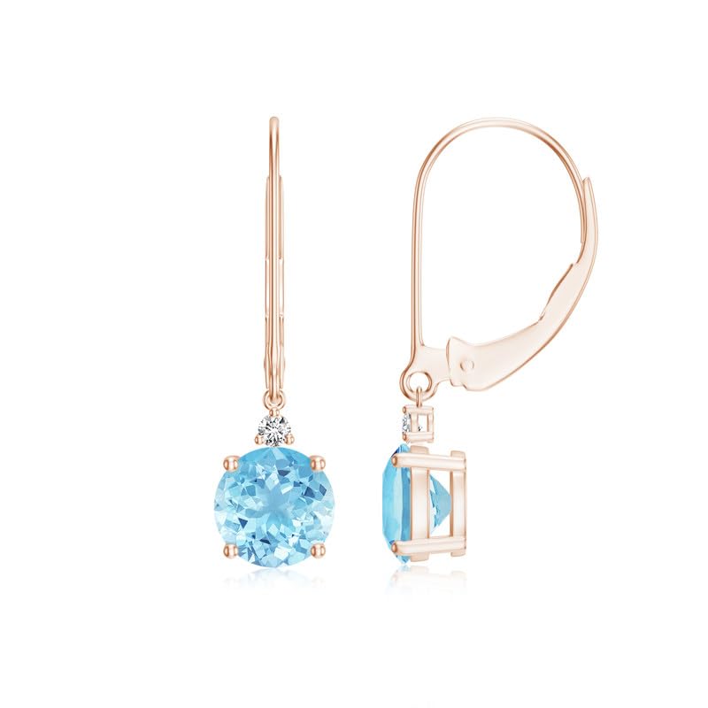 Image of Goldhartz 2 Ct. Natural Amethyst 6 mm Leverback Earrings for Women in 14k Gold Micron Plated 925 Sterling Silver, January Birthstone Dangle Earrings Jewelry for Her