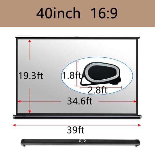 Pantalla móvil de proyección para películas Pull-Up HD con bolsa de almacenamiento, pantalla de proyección para exterior 40 pulgadas, cine en casa, presentaciones miniatura 7