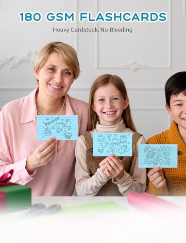Image of Blue Index Cards Notecards 3x5 Lined, 200 PCS Colored Index Cards Flashcards, Thick 3 x 5 Study Cards, Single-Printing Lined Index Card, 3 by 5 Color Index Flash Cards Ruled for School Office Home