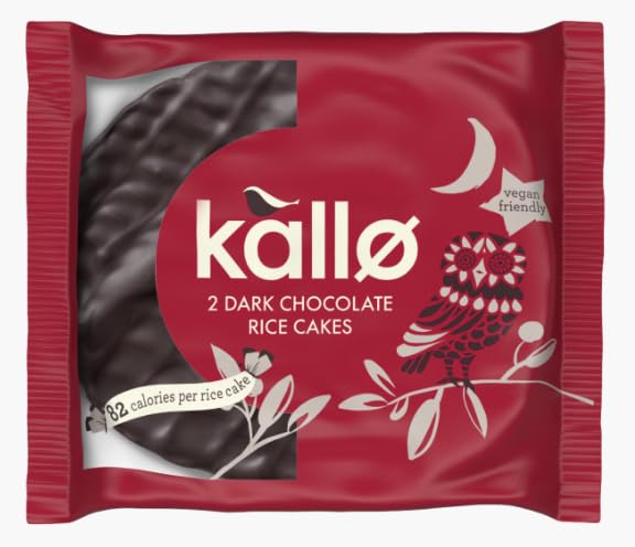 Kallo Belgian Dark Chocolate Rice Cake Thins Two Pack (Pack of 30 x 33g), Gluten Free Snack