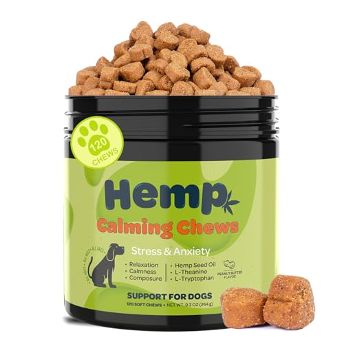 Zingly Hemp Calming Chews for Dogs Calming Treats Chews – Anxiety Relief Treats, Separation Anxiety Relief for Dogs Calming Treats Pet Calming Care Chews for Anti Anxiety Dogs, Chicken, 120 Counts