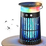 Dnenellr Lampe Anti-Moustiques Solaire d’extérieur, Tue-Moustiques Électrique 4200V, Étanche IPX5, Recharge USB-C et Solaire, Batterie 4000mAh, sans Fil pour Jardin, Terrasse, Balcon et Intérieur