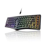 7KEYS Teclado ergonômico com fio, mini teclado dividido compacto, 69 teclas, luz de fundo 14+ RGB, cabo USB tipo C removível, digitação natural e confortável para desktop, Windows, PC, laptop, Mac