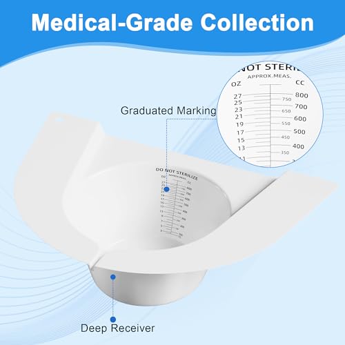 Image of Graduated Specimen Collector Pans, Urine Collection Hat for Toilets and Commodes 27oz /800cc, Universal Urine Pee Stool Sample Collection for Women and Elderly, 6 Pack