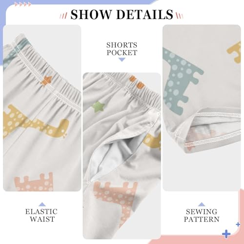 Colorful Giraffe Boys Pants Boys Athletic Pants Long Pant for Boywith Pockets Wide-Leg Size 6-14Y4