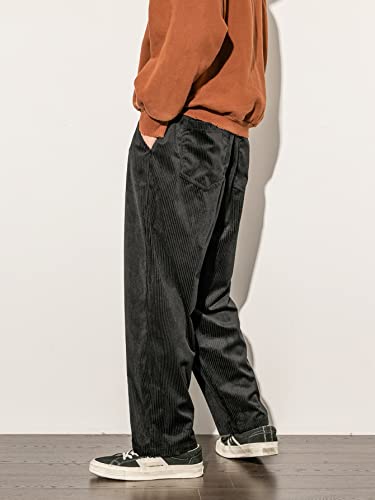 WDIRARA Men's High Waist Corduroy Wide Leg Pants Casual Pants with Pockets4