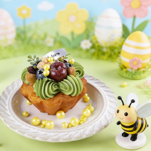 Image of Yellow Pearl Sprinkles for Cake Decorating, 4 Sizes Sugar 130g /4.6oz, Cupcake, Ice Cream, Donuts, Macaron Toppings Supplies (2mm, 4mm, 7mm, 1cm)