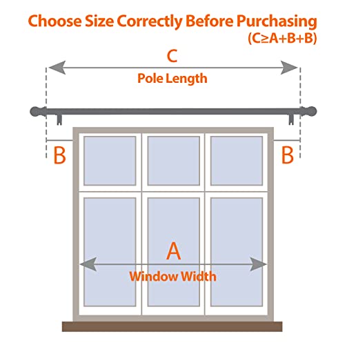 Curtain Rods, 24 To 50 Inch Curtain Rod For Windows, 1" Dia Heavy Duty Splicing Curtain Rod With Bracket, Adjustable Easy Install Drapery Rod For Patio Outside, Bedroom, Living Room, Kitchen, Black #TOP4