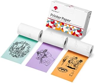 Phomemo 53mm Color Printer Paper for M02/M02S/M02Pro/M03/M03AS/M04S/M04AS Mini Pocket Printer, 3 Rolls of Self-Adhesive Thermal Color Sticker Paper, 53mm x 3.5m, 20 Years, Purple/Green/Orange
