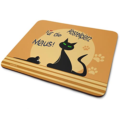 Fördeblau Lustiges Katzen-Mousepad 'Abstellplatz für die Maus', Tierliebhaber Schreibtischzubehör, Rutschfeste Unterlage, 230 x 190 mm, Perfektes Geschenk für Katzenfans