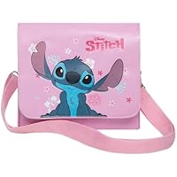 Disney Stitch & Angel Girls Pink Shoulder Handbag – Lilo & Stitch Official Movie | Cute Crossbody Bag for Kids & Teens | Gifts for Girls | Adjustable Long Strap