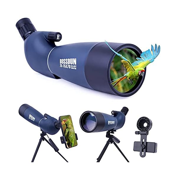 25-75x70mm Spektive mit Stativ, Telefonadapter & Tragetasche, Zoom BAK4 Prisma 45 Grad wasserdichtes Teleskop für…