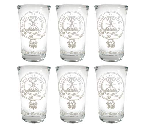 Cameron Scottish Family Clan Crest Shot Glass, Set of 6 - Free Personalized Engraving