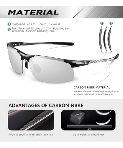 Image of ANYLUV Polarized Sunglasses for Men Carbon Fiber Sunglasses with UV400 Protection for Fishing Driving Gift