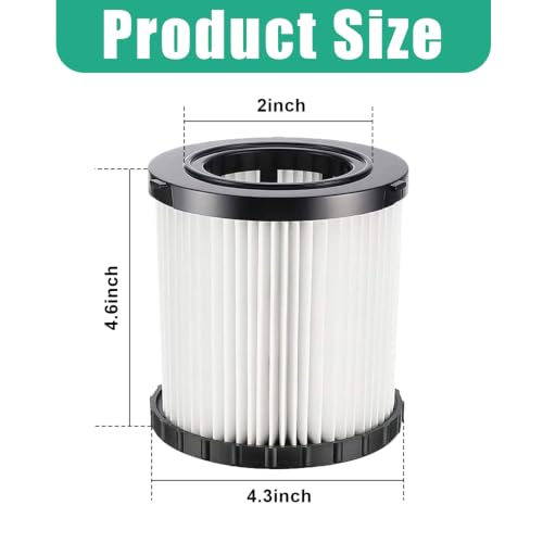 Image of 2 Pack DCV5801H HEPA Filters Replacement for DEWALT DCV580 DCV581H DCV5801H 20V MAX Wet /Dry Vacuum with 3 Foam Sleeve Filters
