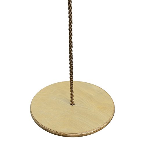 PELLOR Children Kids Wooden Round Disc Plate, Swing Seat with Adjustable Rope Outdoor Play Equipment