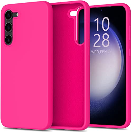 Coque Samsung S23 Plus silicone liquide rose vif bemal antichoc et fine