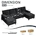 Meilocar Sectional Couches for Living Room, 106 in U Shaped Couch Soft Sectional Sofa with Double Chaise, Comfortable 4 Seat Sofa Couch (Black)