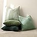 MIULEE Boho Farmhouse Sage Green Throw Pillow Covers 18x18 Inch Set of 4 Mordern Nordic Cushion Covers Soft Corduroy Spring Home Decor for Couch Bed Sofa Living Room Forest Green