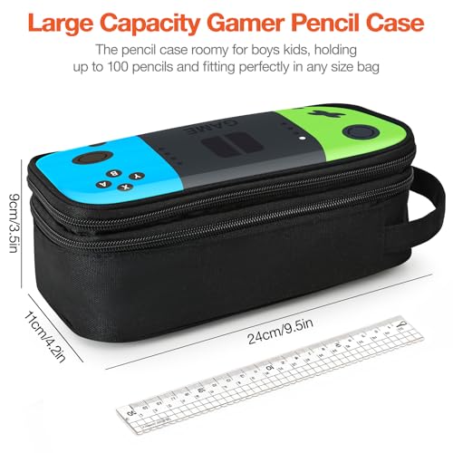 Image of Beaulyn Gamer Pencil Case for Boys - Large Pencil Pouch with Zipper Compartment, Portable Gaming Pen Bag Pencil Box Organizer for School Boy Kids
