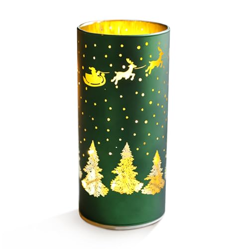 Windlicht Weihnachten Kerzenständer Weihnachtsdeko Innen, Glas...