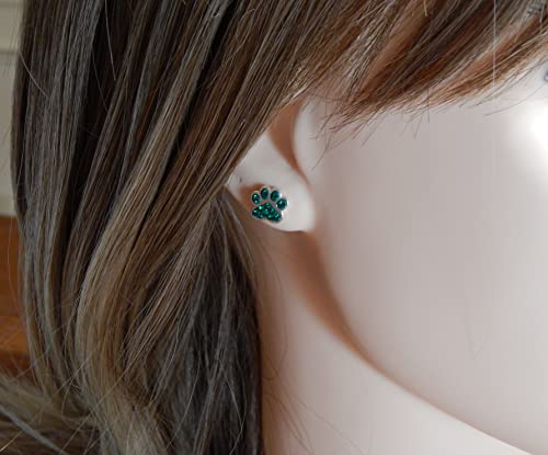 Solid 925 Sterling Silver Crystal/Enamel Paw Print Stud Earrings (Choose Your Color)3