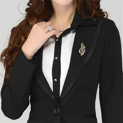 Image of 2PCS Music Note Brooch Pin for Women Dainty Elegant Rhinestone Pearl Note Treble Clef Brooch Musician Party Dance Banquet Clothes Accessorie Jewelry