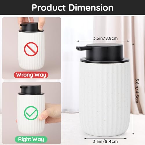 Image of Segbeauty White Soap Dispenser Ceramic, 10.8oz Refillable Liquid Soap Dispenser for Modern Home Farmhouse Decor, 320ml Empty Press Pump Bottle Lotion Liquid Containers for Bathroom Kitchen