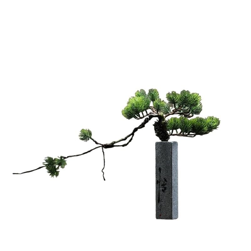 Árbol bonsái Artificial pequeño, simulación de planta de Pino acogedora en maceta, oficina Creativa, jarrón de Piedra Chino, decoración de interiores para El hogar, adornos para sa