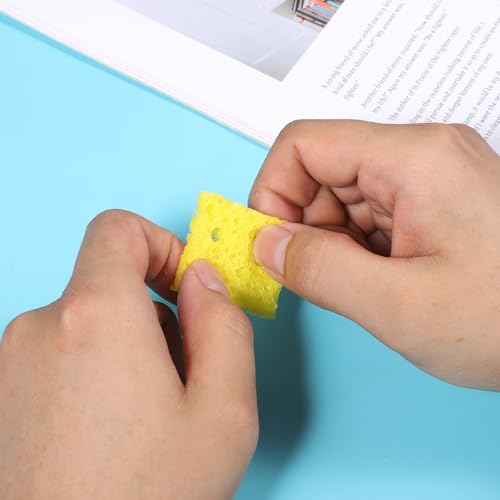 Image of 10 Pcs Soldering Iron Cleaning Sponge, 5 x 4 cm Square Replacement Solder Sponge High Temperature Sponges Solder Tips Cleaning Pads Sponges Soldering Accessories (Yellow)