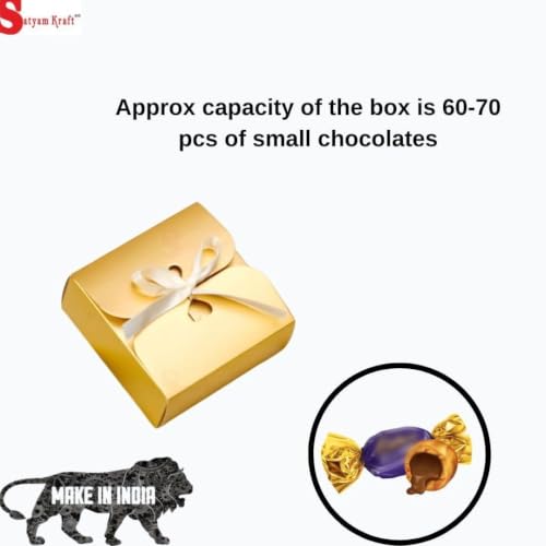 Image of SATYAM KRAFT 12 Pcs Multipurpose Decorative Paper Folding Storage Box with Ribbon for Wedding Gifts, Return Gifts, Birthday, Perfect for Packing Chocolates, Dry Fruits & Wedding Favors.(Golden)