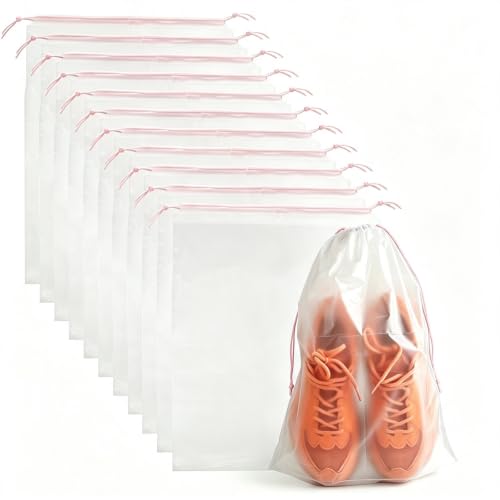 PLULON 12 Pcs Shoe Bags Waterproof Drawstring for Travel 15.7" x 11.8"