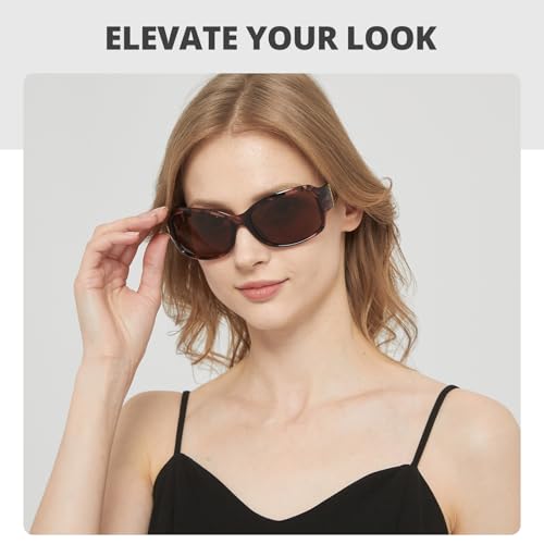 LVIOE Polarized Sunglasses for Women Fashionable Wrap Around Sunglasses with UV400 Protection LS62022